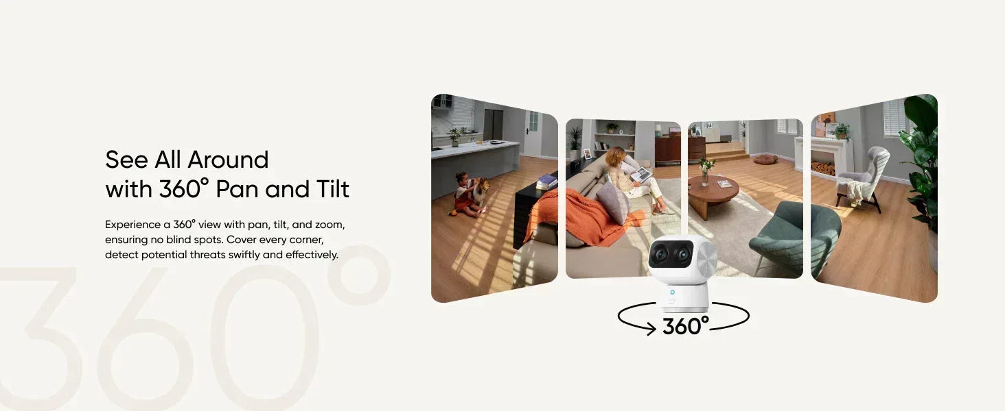 Eufy Indoor Cam S350 4K Dual Lens 360 Degree Surveillance Wired Indoor Camera (Special) Guards On Duty Security