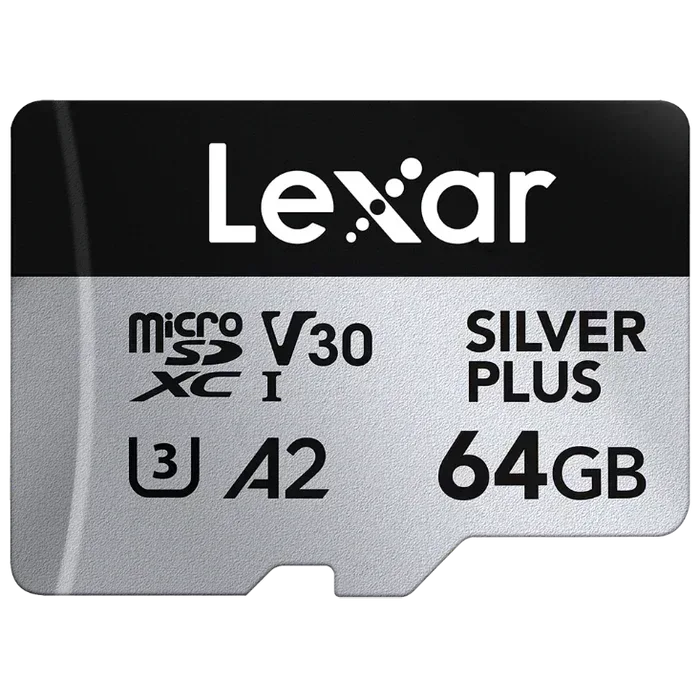 Lexar 64GB Professional SILVER PLUS UHS-I microSDXC Memory Card + SD Adapter Guards On Duty Security