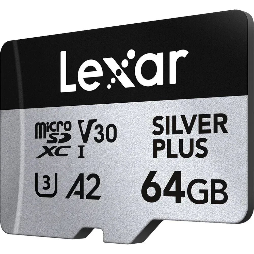 Lexar 64GB Professional SILVER PLUS UHS-I microSDXC Memory Card + SD Adapter Guards On Duty Security