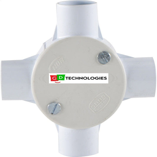 NAT Security - PVC ROUND BOX 4WAY + LID + SCREWS 25MM
