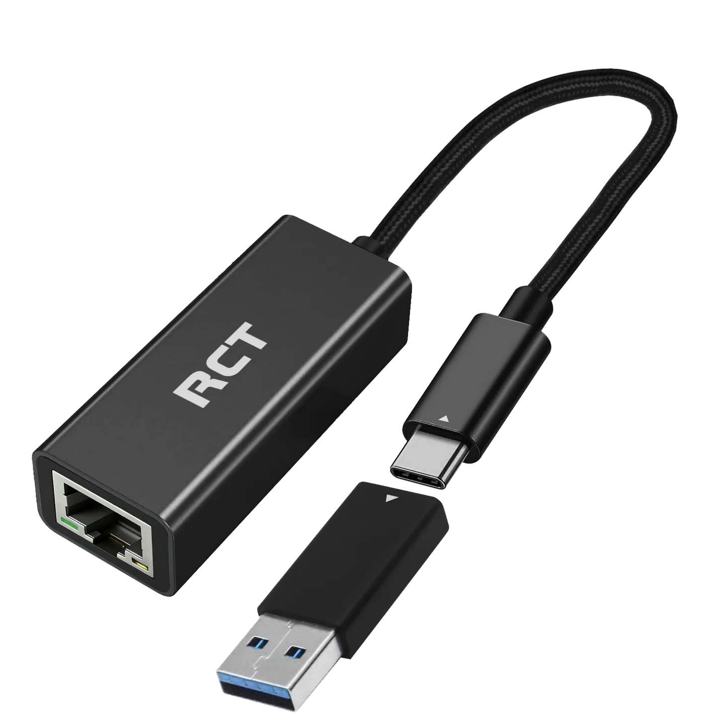 RCT USB 3.0 type Gigabit ethernet adapter with C & A converter.