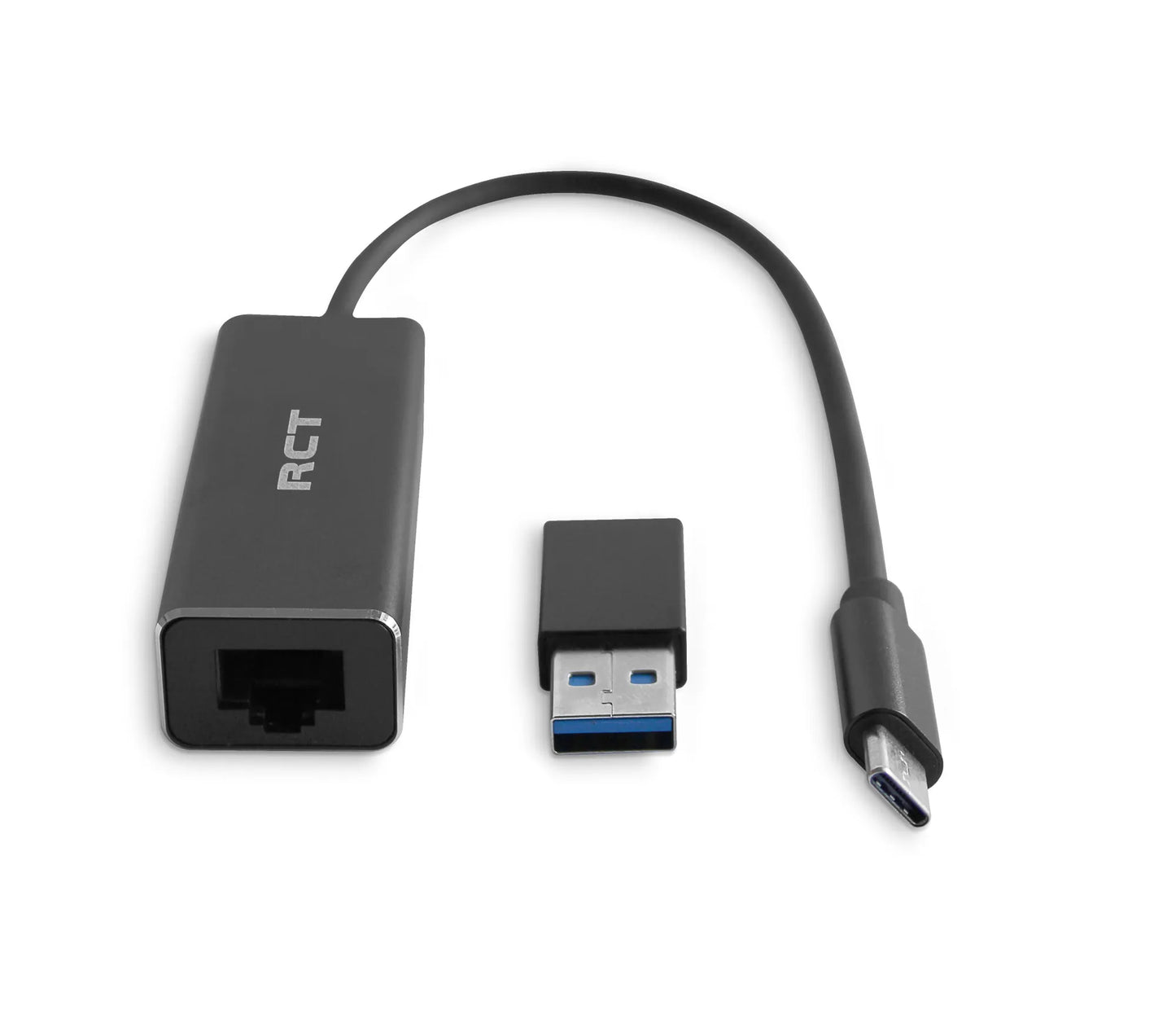 RCT USB 3.0 type Gigabit ethernet adapter with C & A converter.