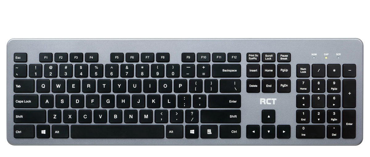 RCT Wireless Keyboard and Mouse Combo | 104-key Slimline Scissor Switch Keyboard | Wireless Optical Mouse; 1200DPI