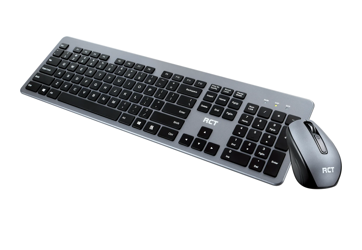 RCT Wireless Keyboard and Mouse Combo | 104-key Slimline Scissor Switch Keyboard | Wireless Optical Mouse; 1200DPI