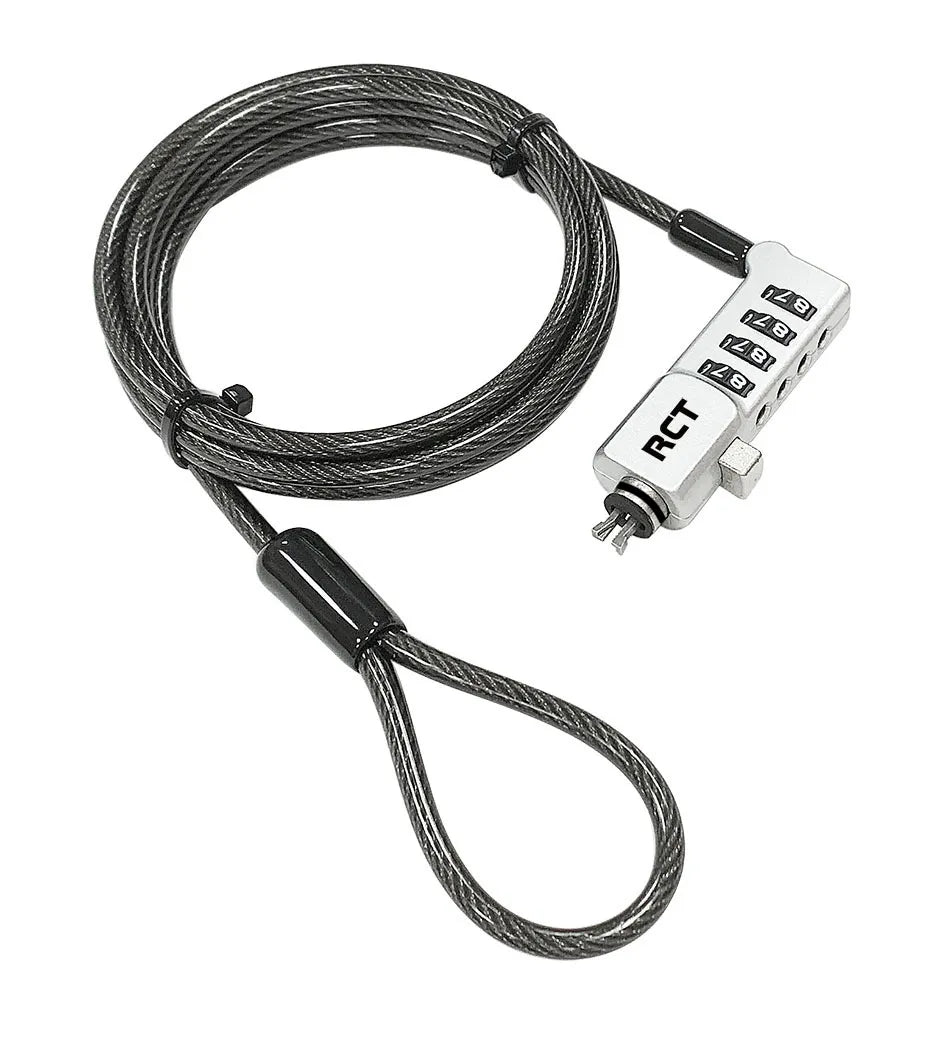 RCT 4 digit 3 in 1 notebook security lock; T-Bar; T-Bar Nano and Wedge Lock Slot Compatible;1.8m