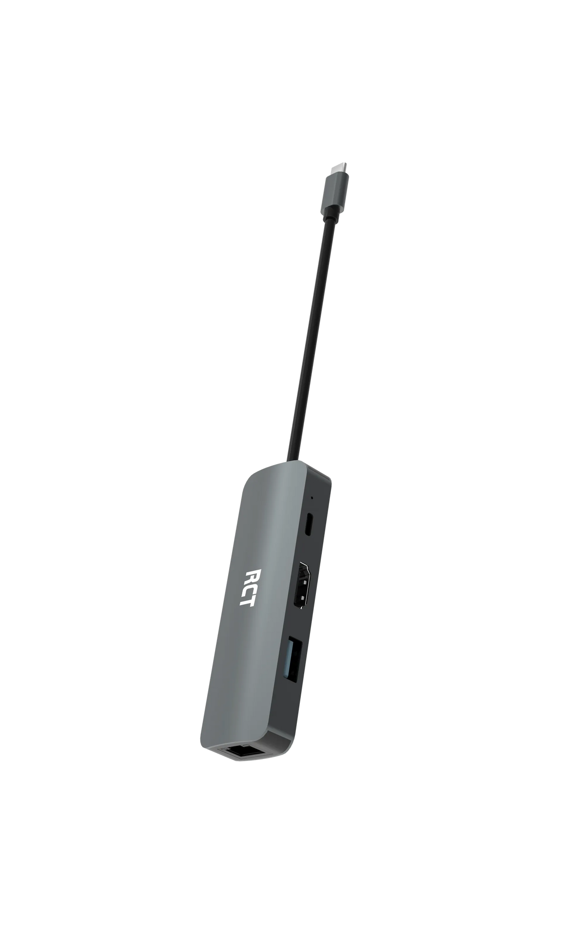 RCT compact 4-in-1 USB type C hub with 1 HDMI; 1 USB 3.0; RJ45 and USB C Power pass-through