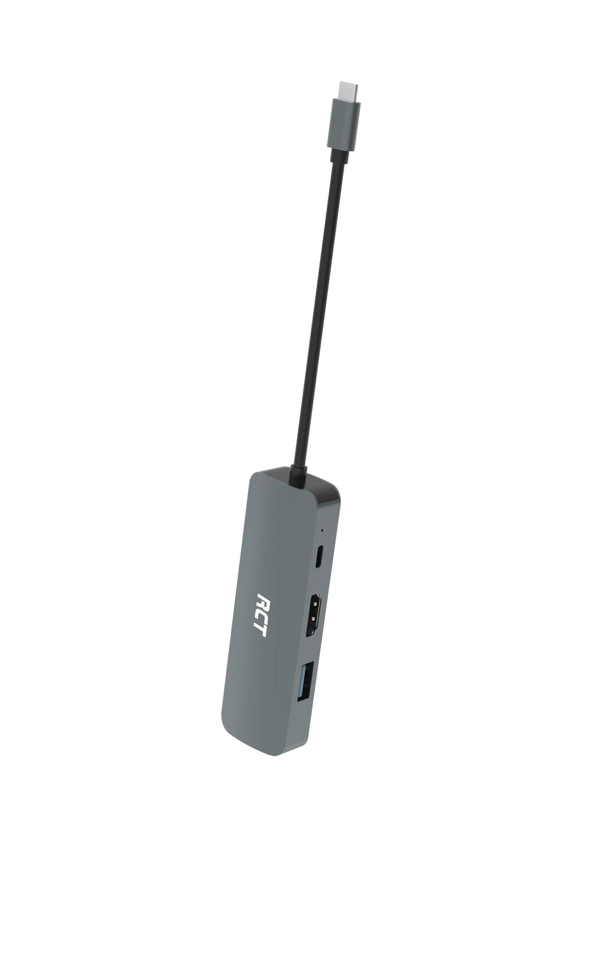 RCT compact 4-in-1 USB type C hub with 1 HDMI; 1 USB 3.0; RJ45 and USB C Power pass-through