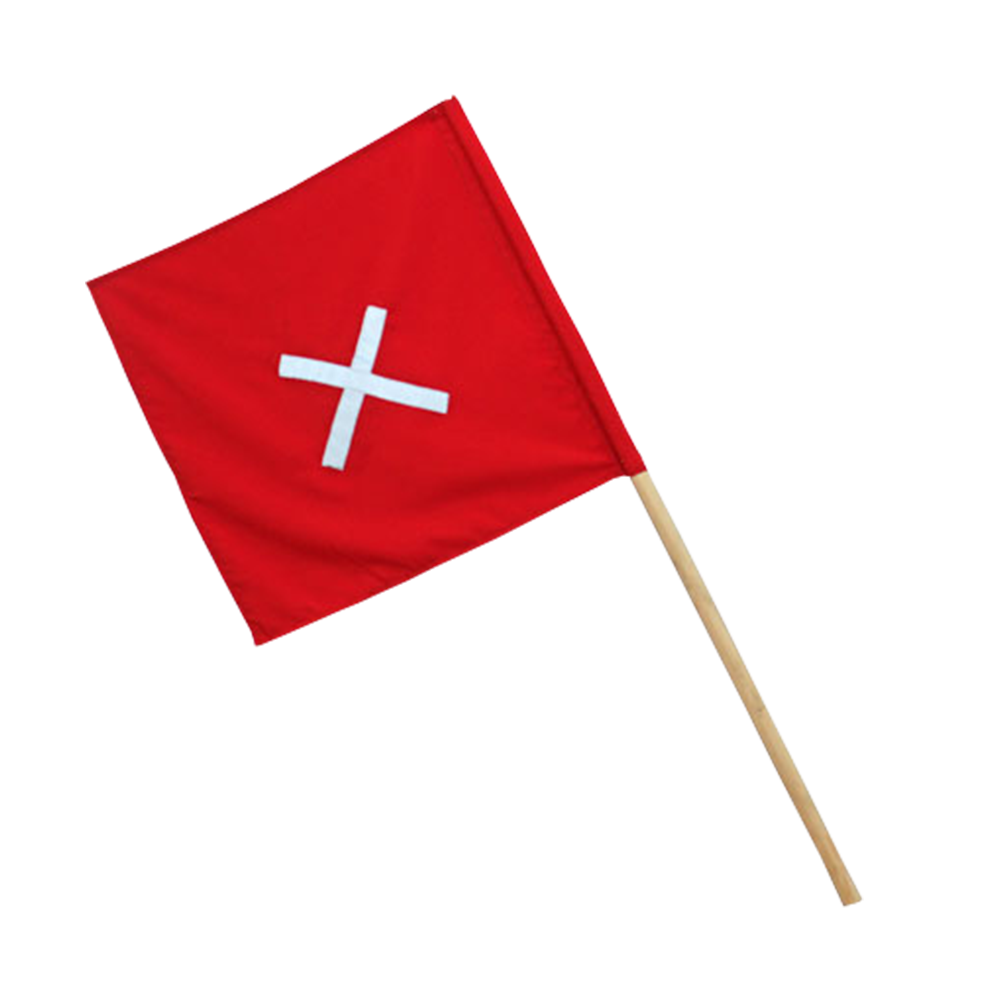 Pinnacle RED FLAG Wooden Handle with Reflective Cross (Pack of 2)