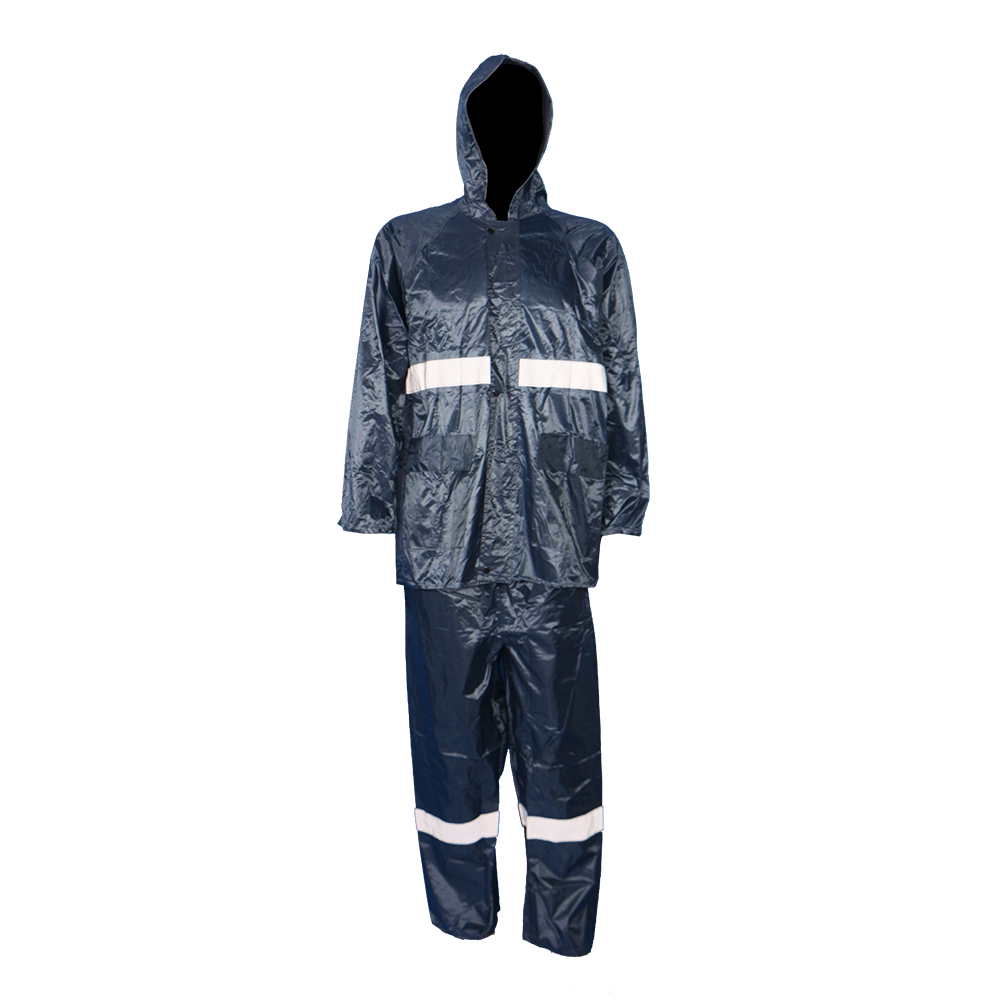 Pinnacle Oxford Rubberised Rain Suit Navy with Reflective (S – 3XL)