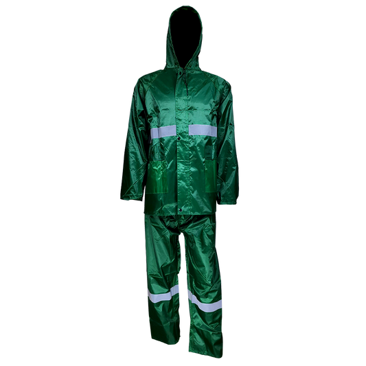 Pinnacle Oxford Rubberised Rain Suit Olive Green with Reflective (S – 3XL)