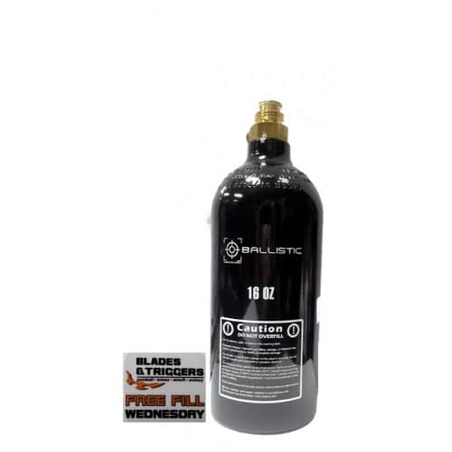 BALLISTIC CO2 16 OZ WITH PIN VALVE ATTACHED - Guards On Duty Shop