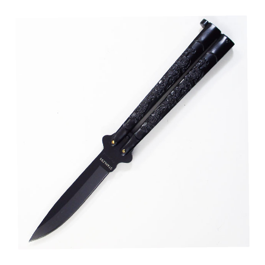 BUTTERFLY KNIFE BLACK HANDLE - Guards On Duty Shop & Security Guards
