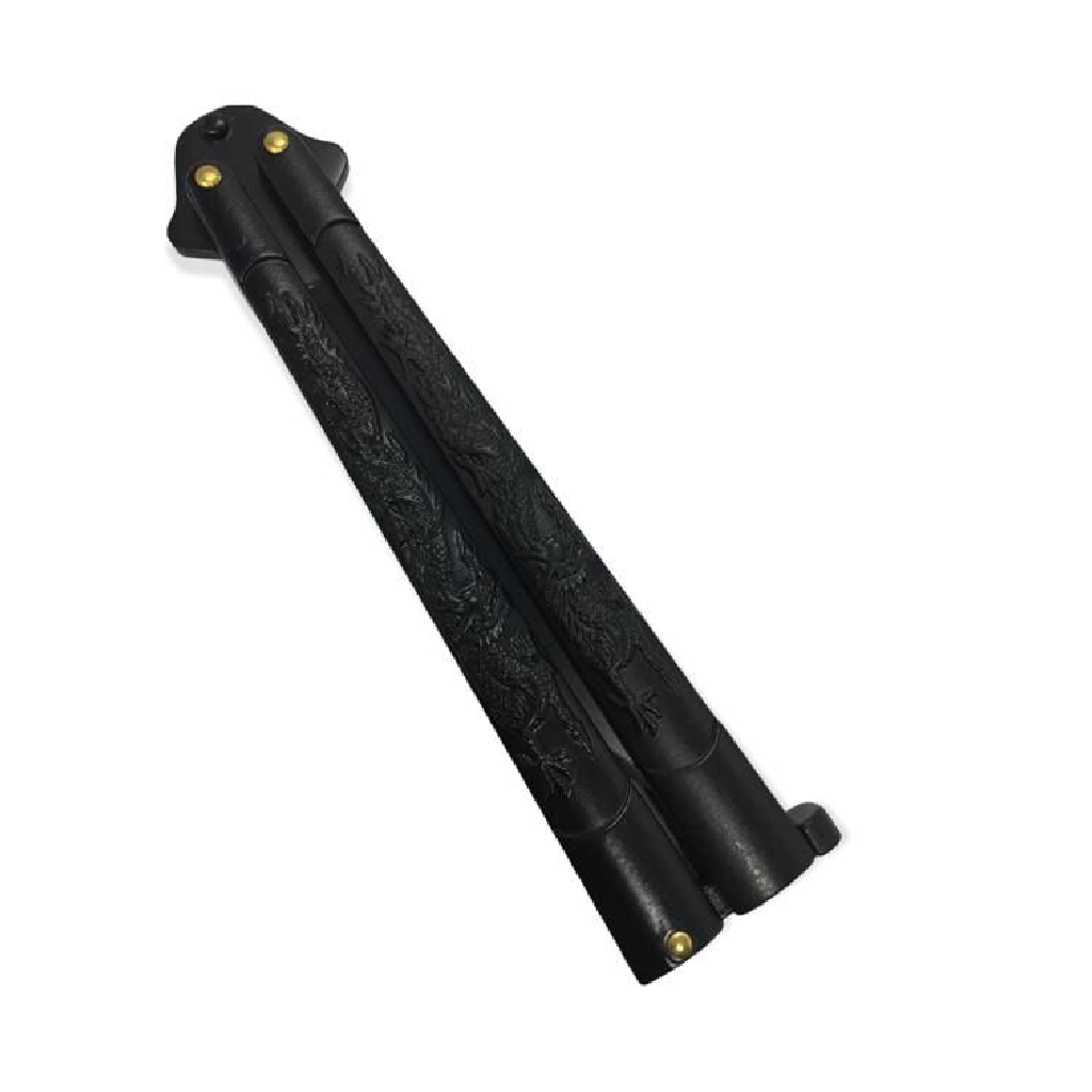 BUTTERFLY KNIFE BLACK HANDLE - Guards On Duty Shop