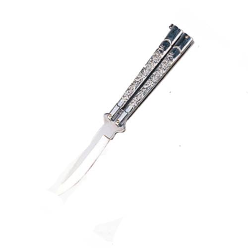 BUTTERFLY KNIFE SILVER HANDLE-7022 - Guards On Duty Shop