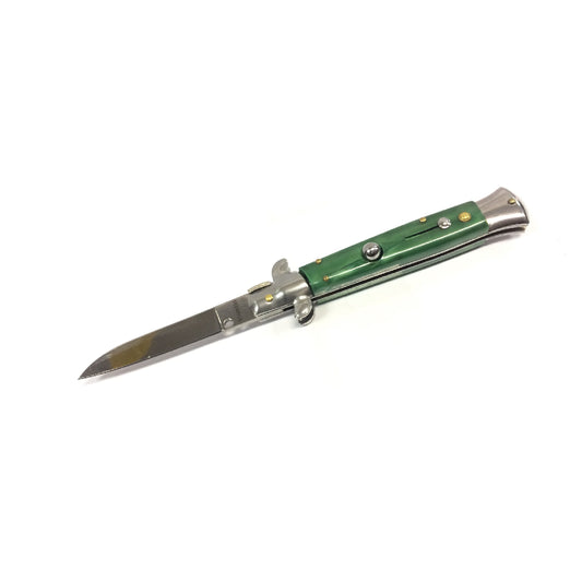 SIDE OPEN SPRING FLICK KNIFE GREEN - Guards On Duty Shop