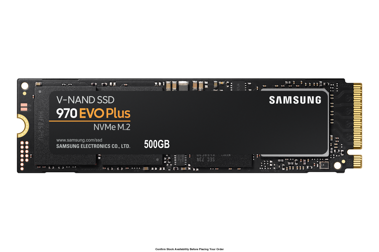 SAMSUNG 970 EVO PLUS 500GB NVME SSD - READ SPEED UP TO 3500 MB/S, WRITE SPEED TO UP 3200 MB/S, RANDOM READ UP TO 480,000 IOPS, RANDOM WRITE UP TO 550,000 IOPS;PCIE 3.0 X4, NVME 1.3; V-NAND 3BIT MLC; PHOENIX CONTROLLER; 512MB LOW POWER DDR4 SDRAM, 300 TBW, - Guards On Duty Shop
