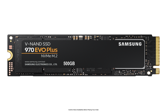 SAMSUNG 970 EVO PLUS 500GB NVME SSD - READ SPEED UP TO 3500 MB/S, WRITE SPEED TO UP 3200 MB/S, RANDOM READ UP TO 480,000 IOPS, RANDOM WRITE UP TO 550,000 IOPS;PCIE 3.0 X4, NVME 1.3; V-NAND 3BIT MLC; PHOENIX CONTROLLER; 512MB LOW POWER DDR4 SDRAM, 300 TBW, - Guards On Duty Shop