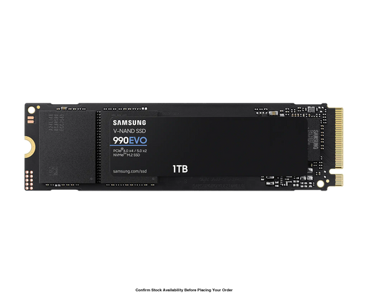 SAMSUNG 990 EVO PLUS 1TB NVME SSD - READ SPEED UP TO 5000 MB/S, WRITE SPEED TO UP 4200 MB/S, RANDOM READ UP TO 700,000 IOPS, RANDOM WRITE UP TO 800,000 IOPS; PCIE 4.0 X4/5.0 X2 NVME 2.0; V-NAND TLC; IN-HOUSE CONTROLLER; HMB(HOST MEMORY BUFFER), 600 TBW, 1 - Guards On Duty Shop