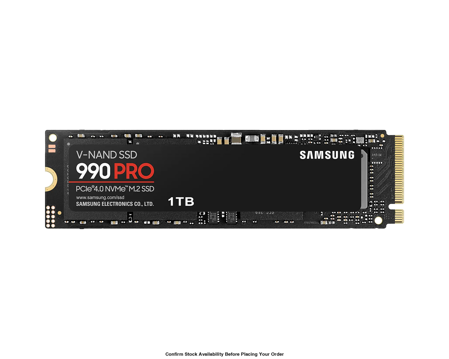 SAMSUNG 990 PRO 1 TB NVME SSD - READ SPEED UP TO 7450 MB/S, WRITE SPEED TO UP 6900 MB/S, RANDOM READ UP TO 1200000 IOPS, RANDOM WRITE UP TO 1550000 IOPS, PCIE 4.0 X4, NVME 2.0, V-NAND 3BIT MLC, IN-HOUSE CONTROLLER, 1GB LOW POWER DDR4, 600TBW 5 YEAR CARRY- - Guards On Duty Shop