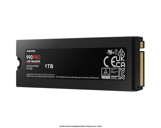 SAMSUNG 990 PRO 1 TB NVME SSD W/HEATSINK - READ SPEED UP TO 7450 MB/S, WRITE SPEED TO UP 6900 MB/S, RANDOM READ UP TO 1200000 IOPS, RANDOM WRITE UP TO 1550000 IOPS, PCIE 4.0 X4, NVME 2.0, V-NAND 3BIT MLC, IN-HOUSE CONTROLLER; 1GB LOW POWER DDR4, 600TBW 5 - Guards On Duty Shop