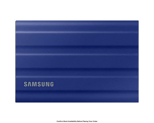 SAMSUNG T7 SHIELD PORTABLE SSD 1 TB, TRANSFER DPEED UP TO 1050 MB/S, USB 3.2 (GEN2, 10GBPS) BACKWARDS COMPATIBLE, AES 256-BIT HARDWARE ENCRYPTION COLOUR: BLUE 3 YEARS WARRANTY FEATURES: SUPER FAST EXTERNAL STORAGEUP TO 9.5 TIMES FASTER THAN EXTERNAL HDDS - Guards On Duty Shop