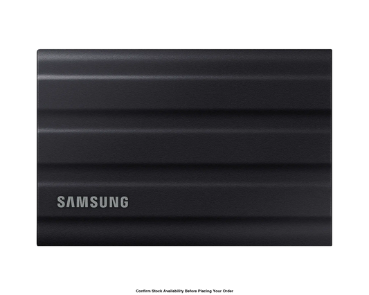 SAMSUNG T7 SHIELD PORTABLE SSD 2 TB, TRANSFER SPEED UP TO 1050 MB/S, USB 3.2 (GEN2, 10GBPS) BACKWARDS COMPATIBLE, AES 256-BIT HARDWARE ENCRYPTION COLOUR: BLACK 3 YEARS WARRANTY FEATURES: SUPER FAST EXTERNAL STORAGEUP TO 9.5 TIMES FASTER THAN EXTERNAL HDDS - Guards On Duty Shop
