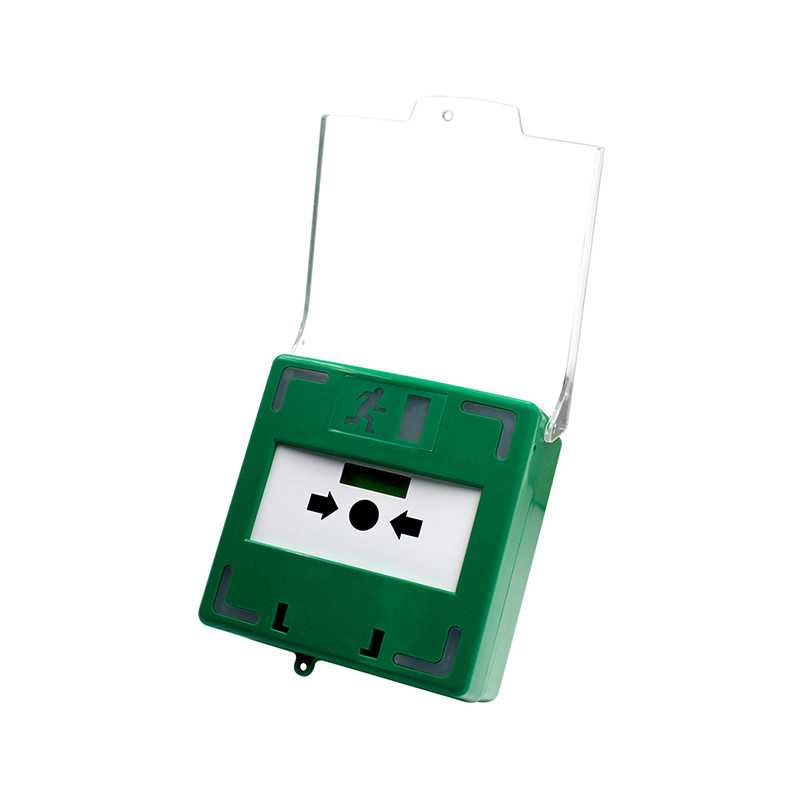Securi-Prod Resettable Green Call Point with LED, Buzzer and 3 outputs