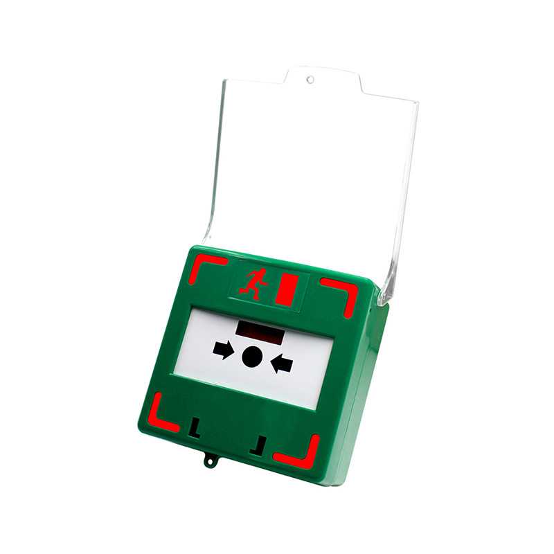 Securi-Prod Resettable Green Call Point with LED, Buzzer and 3 outputs