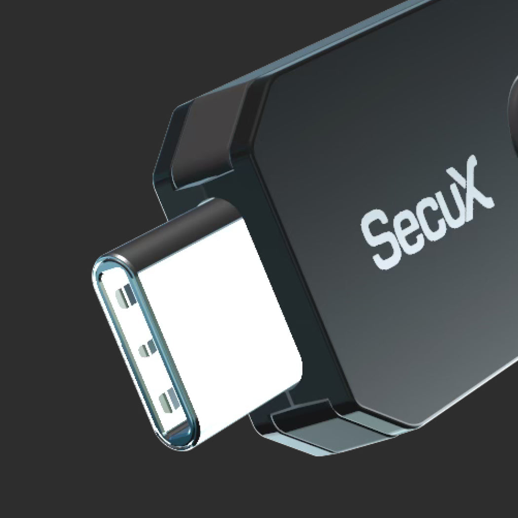 Close-up of the USB-C connector on the SecuX PUFido Clife Key, official SecuX image