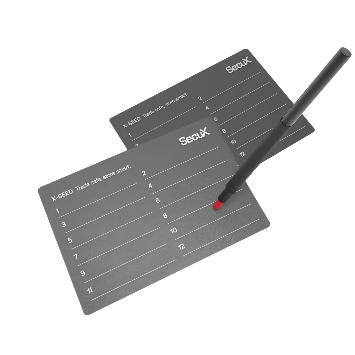 Two X-SEED aluminium plates and the engraver packed with the SecuX W20C-PLUS