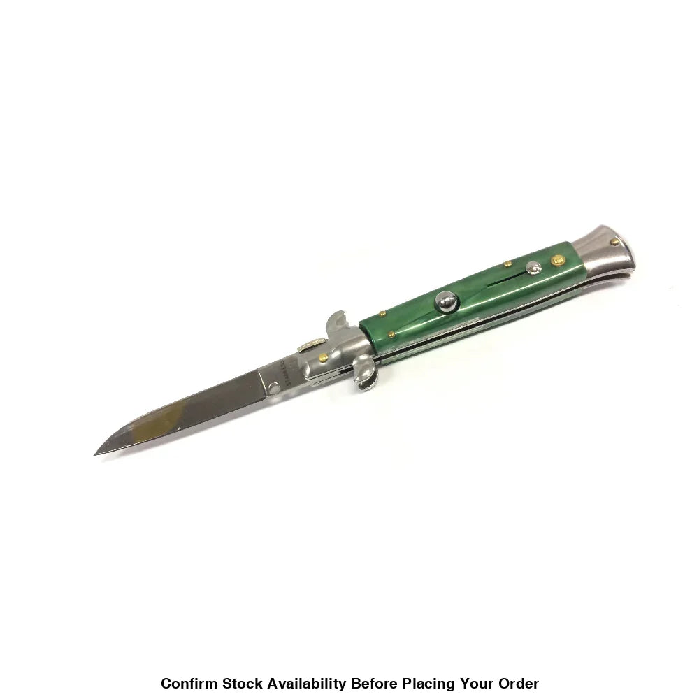 SIDE OPEN SPRING FLICK KNIFE GREEN - Guards On Duty Shop