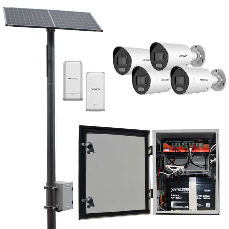 Solar Kit incl SW, Encl, Sol Panel, Bat, Pole, 2xLinks & 4xCams Inland