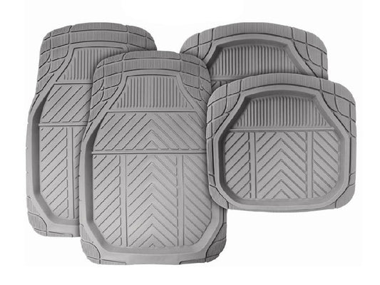 Stingray 4-Piece Rubber Velour Car Mat Set Grey