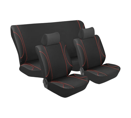 Stingray Monaco 6-Piece Car Seat Cover Set Black Red
