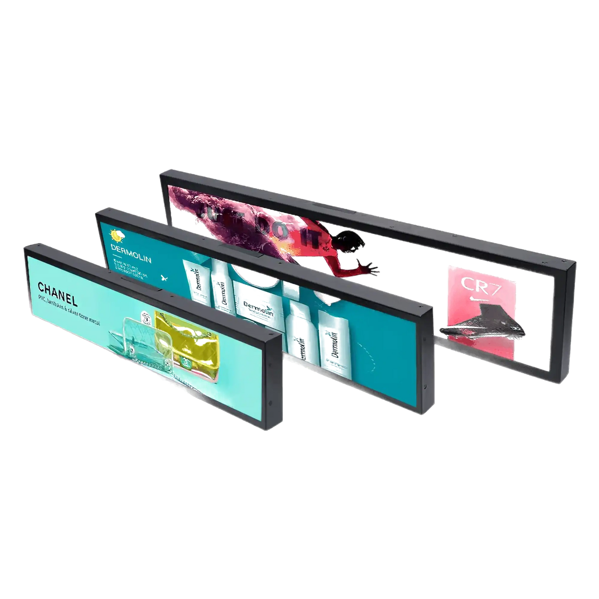 ESL Retail Stretch digital signage display — ultra-wide shelf-edge screen