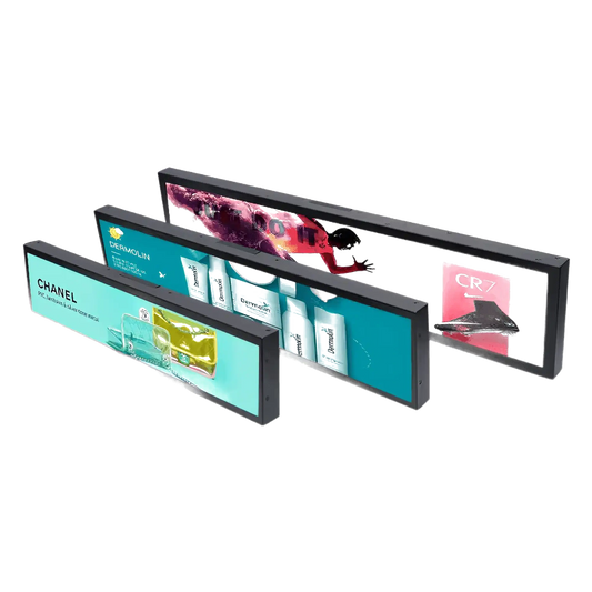 ESL Retail Stretch digital signage display — ultra-wide shelf-edge screen
