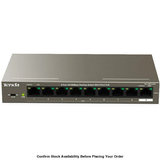 TENDA DESKTOP SWITCH 10/100 8-PORT POE - Guards On Duty Shop