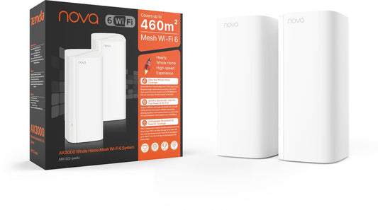 TENDA NOVA MX12 (2 Pack) IS AN AX3000 WHOLE HOME MESH WI-FI 6 SYSTEM. MX12 DELIVERS SOLID WI-FI COVERAGE FOR UP TO 7,000 FT² - Guards On Duty Shop & Security Guards
