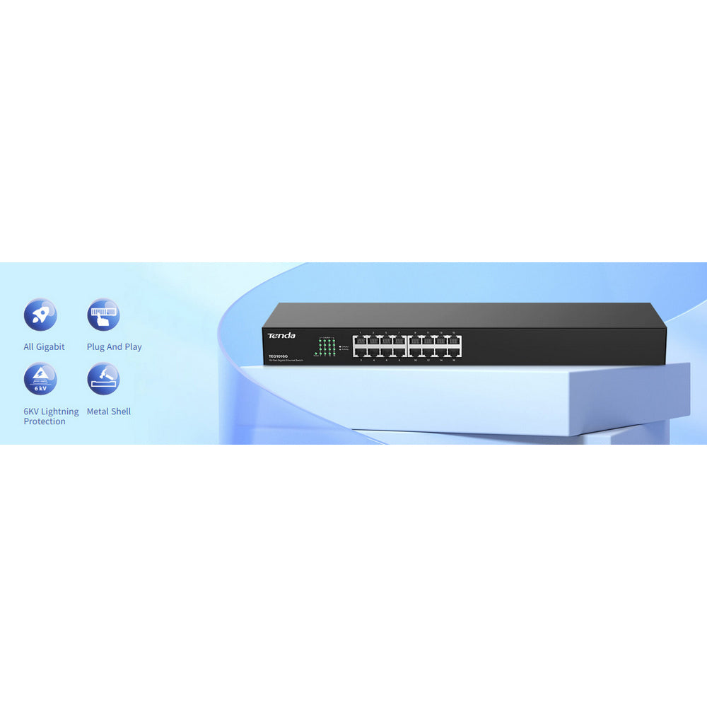 TENDA RACKMOUNT/DESKTOP SWITCH 16 PORT - Guards On Duty Shop