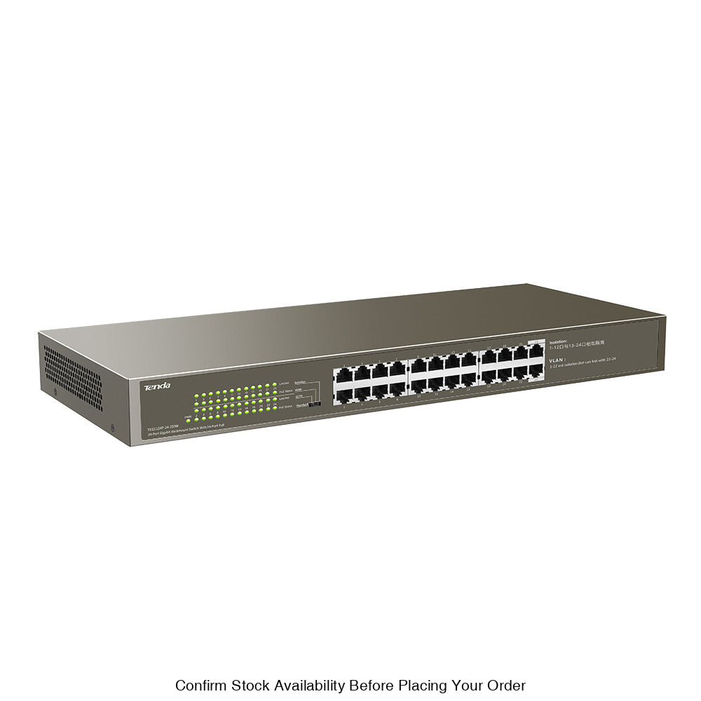 TENDA RACKMOUNT SWITCH GIGABIT 24 PORT POE - Guards On Duty Shop