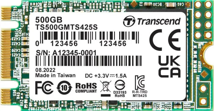 TRANSCEND 500GB MTS425S M.2 SATA 3 2242 SSD - CACHELESS TLC