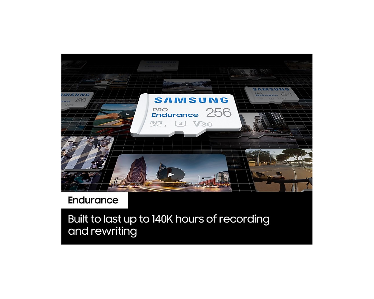 Samsung MB-MJ128KA PRO Endurance microSDXC 128GB Memory Card; Read : up to 100MB/s Write : 40MB/s* Read/Write speed with UHS-I (