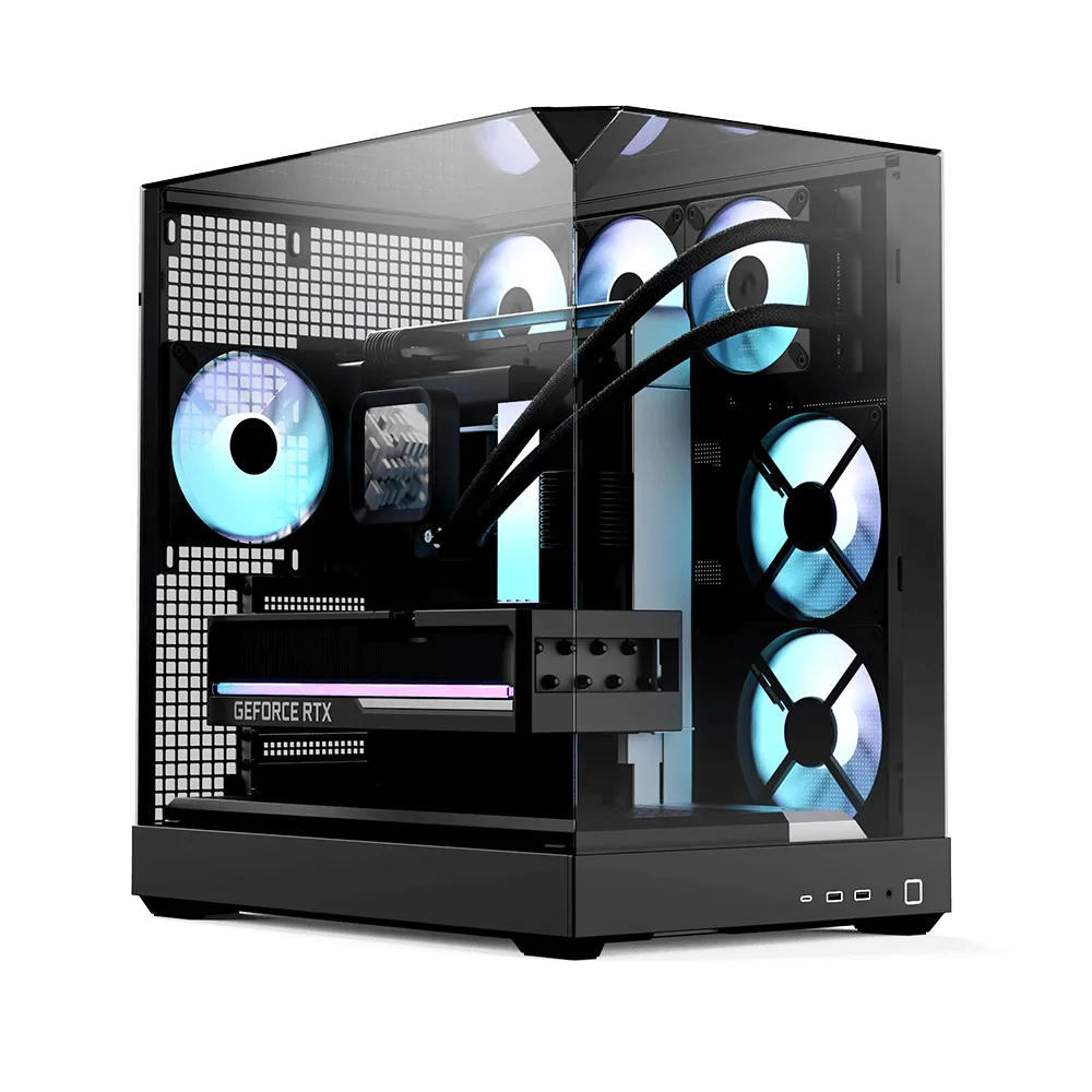 Aerocool APNX V2 Vision Black 3 glass panel case. X-Pand Flow design 4x ARGB Fan included - 360mm radiator  - (APCM-VI02143.11)