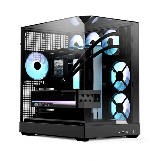 Aerocool APNX V2 Vision Black 3 glass panel case. X-Pand Flow design 4x ARGB Fan included - 360mm radiator  - (APCM-VI02143.11)