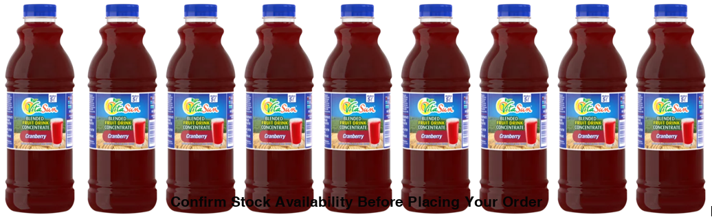 Vita Sun 9 X 1Lt Cranberry 8% Blended Fruit Drink Concentrate 1 Liter (Sold 9 x 1L Per Case) Vita Sun Cranberry Blended
