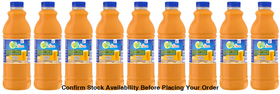 Vita Sun 9 X 1Lt Peach Apricot 8% Blended Fruit Drink Concentrate 1 Liter (Sold 9 x 1L Per Case) Vita Sun Fruit Peach
