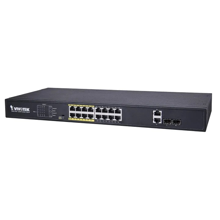 VIVOTEK Unmanaged 24x 10/100 PoE + 2x Gigabit/ SFP POE extender up to 200M; Rackmountable; 380W