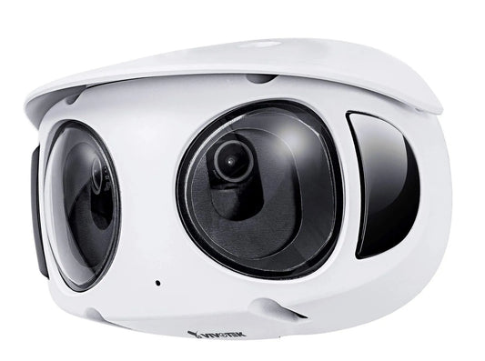 Outdoor Vandal Dome; 8MP 180° (4736x 1648); (2x4M sensors);30fps; H.265; 2.8mm each lens; D/N; IR 20m; Deep Search