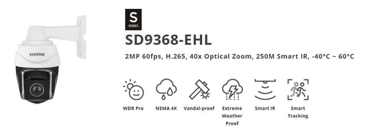 VIVOTEK 2MP 60fps; H.265; 40x Optical Zoom; 250M Smart IR; -40°C ~ 60°C