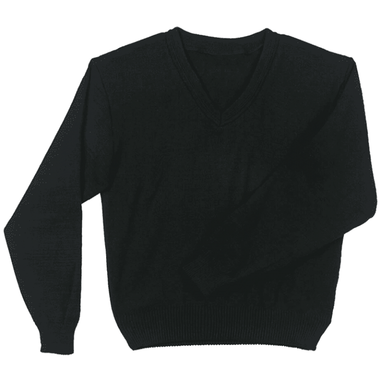 Long Sleeve Plain V-Neck Jersey - Black Navy Size Small-2XL